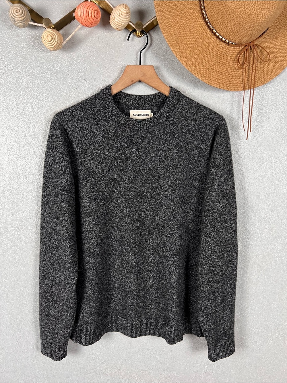 Taylor Stitch The Lodge Sweater in Heather Charcoal Wool/Yak Mens Small